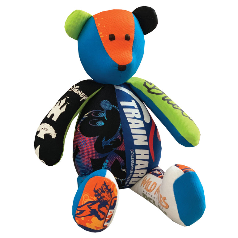 Memory Bear made with running t-shirts. Saving memories by The Patchwork Bear