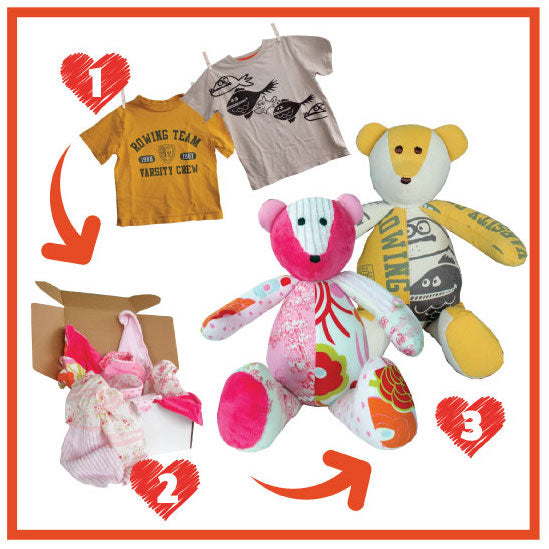 We make it easy to have a memory bear made: order online, send your clothes and we take care of the rest