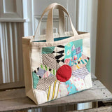 Mini satchel tote bag with Dresden flower applique