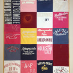 Nakaima T-shirt quilt featuring Abercrombie, Hollister, & Aeropostale logos.