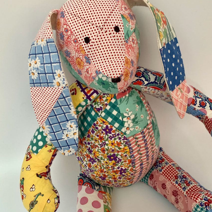 Patchwork Bunny made with Vintage Quilts. Limited edition